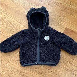 The North Face Infant Black Jacket Label - 3-6M Zipper Easy Cozy Bear Ears Hood